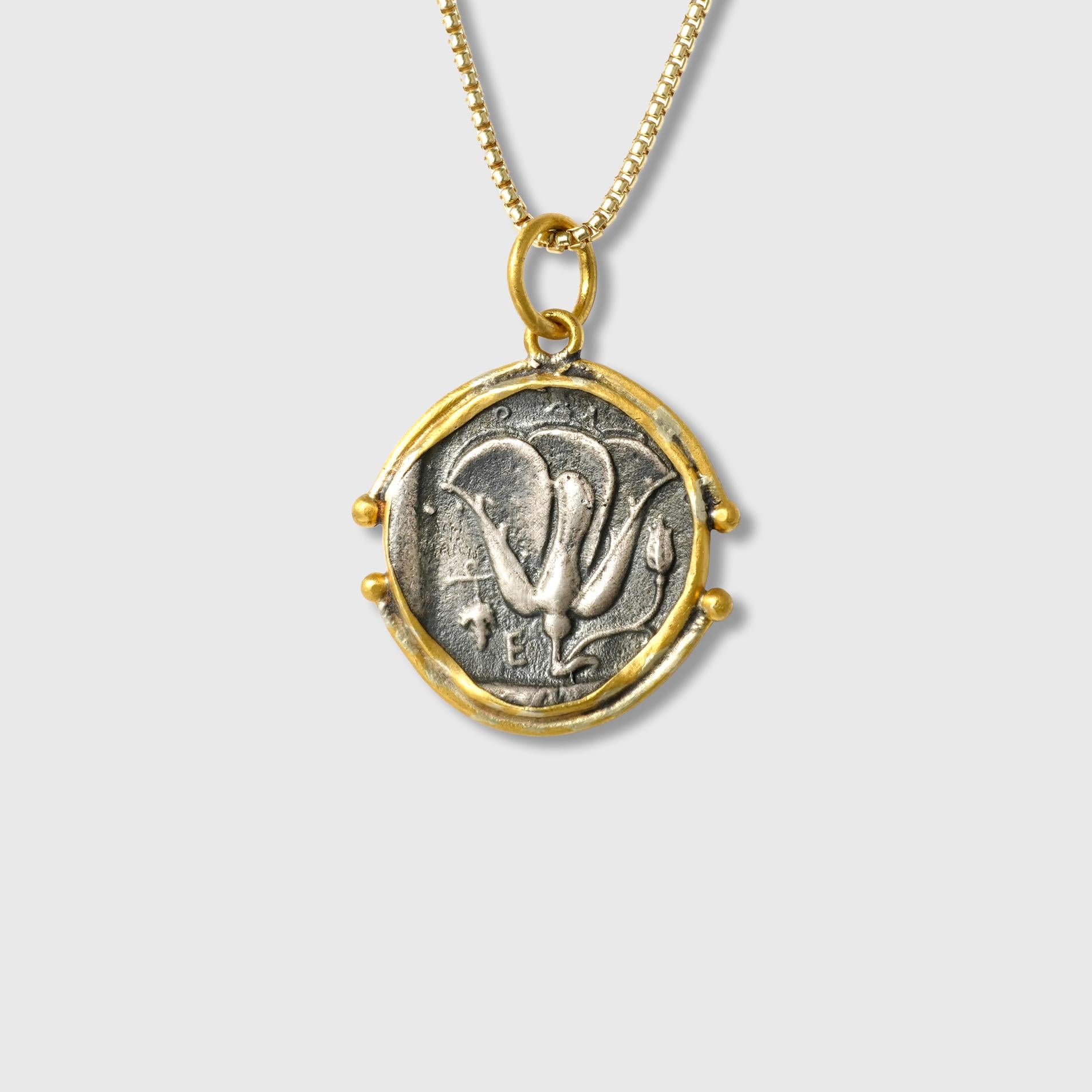Greco classico Apollo, Dio delle Belle Arti e della Musica con la Rosa di Apollo sul retro, 24K e A. Silver in vendita