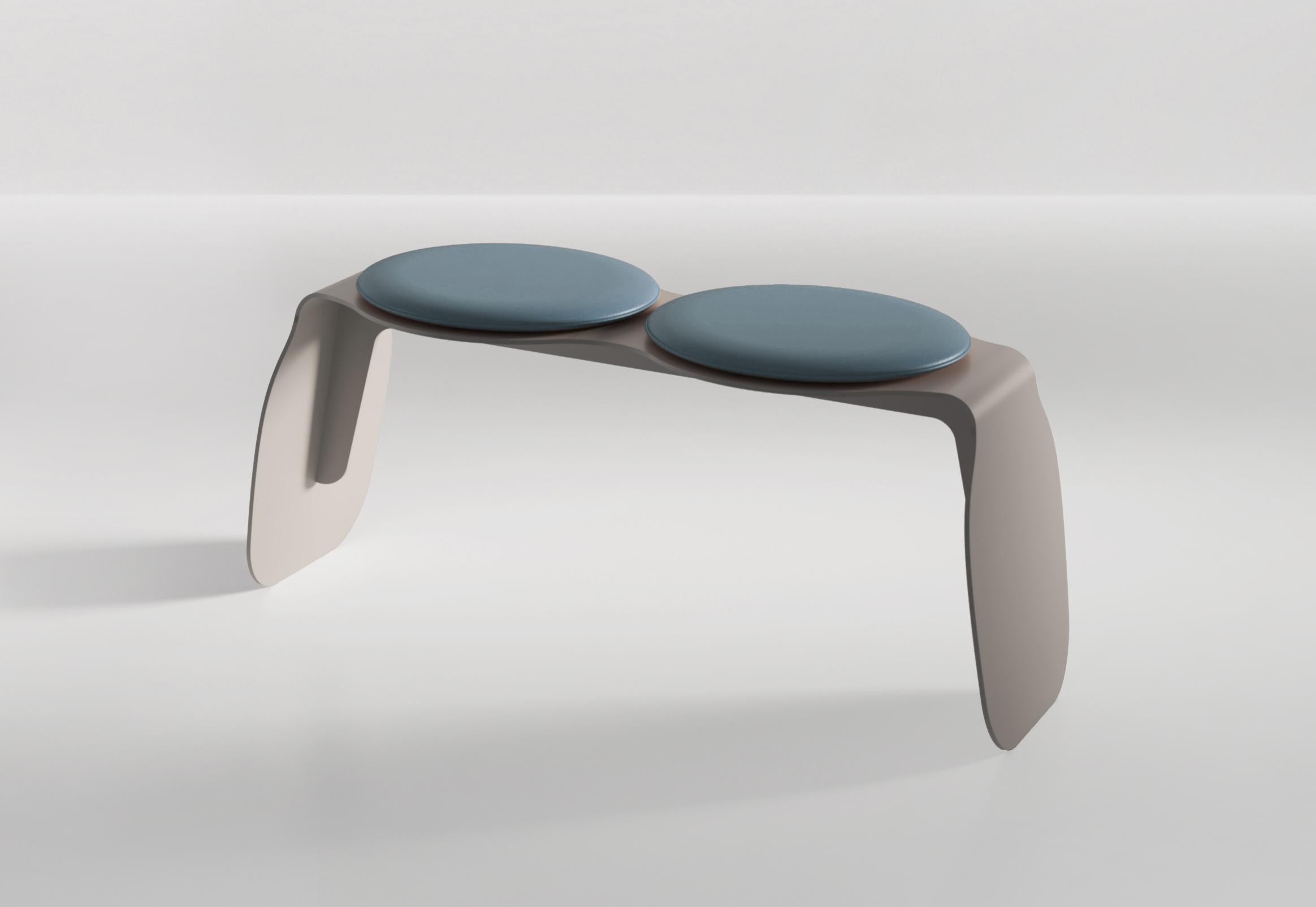 Modern Apollo I Contemporary Bench in Metal and Fabric For Sale