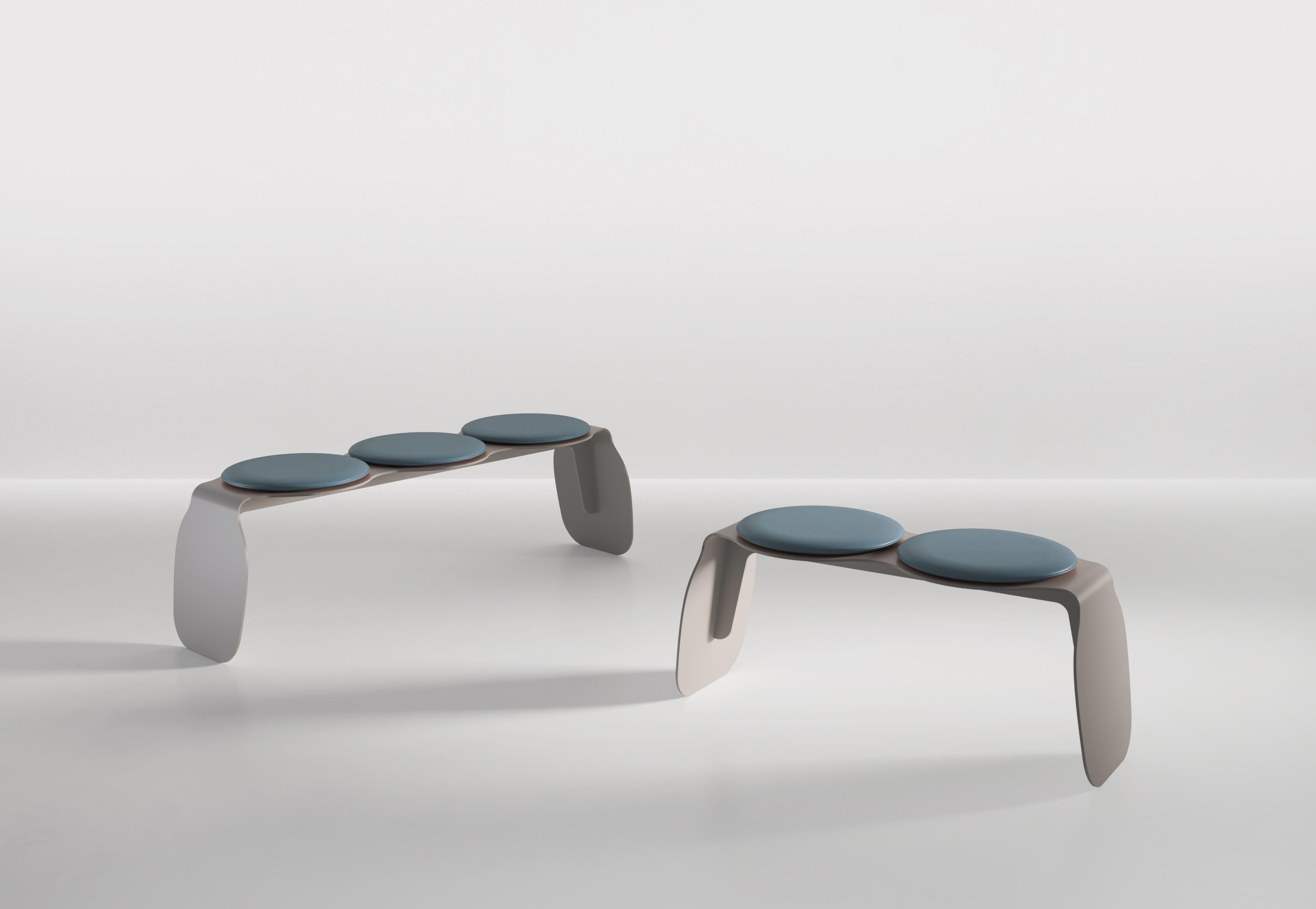 The Apollo series is comprised of benches and stools available in 1, 2 or 3 seater options. The seat is made from a single piece of bent metal and all 3 are available with or without seat cushions. Each seat cushion contains a small magnet to secure