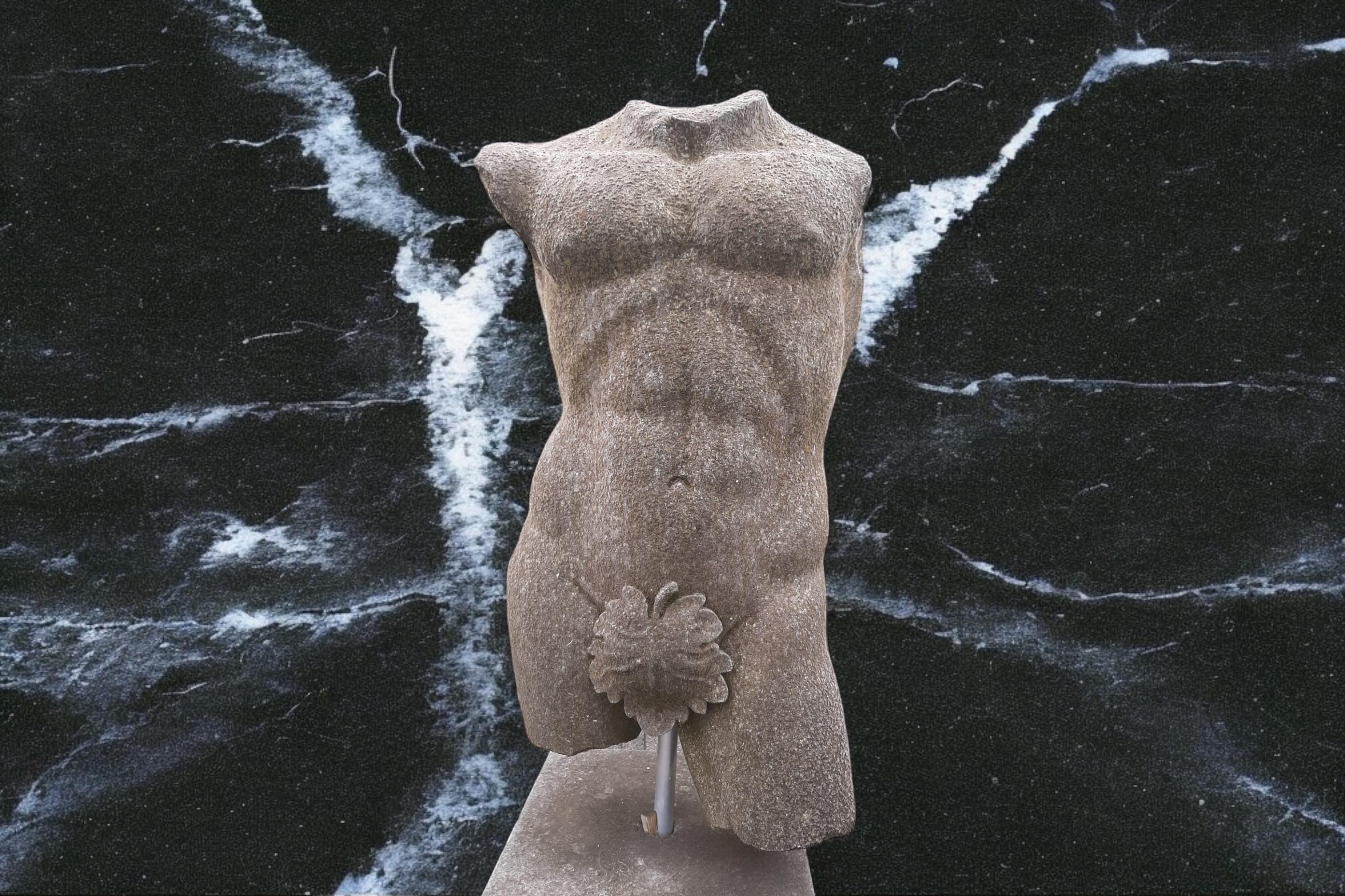 Apollo Scultura in pietra italiana di torso classico con base in vendita 6