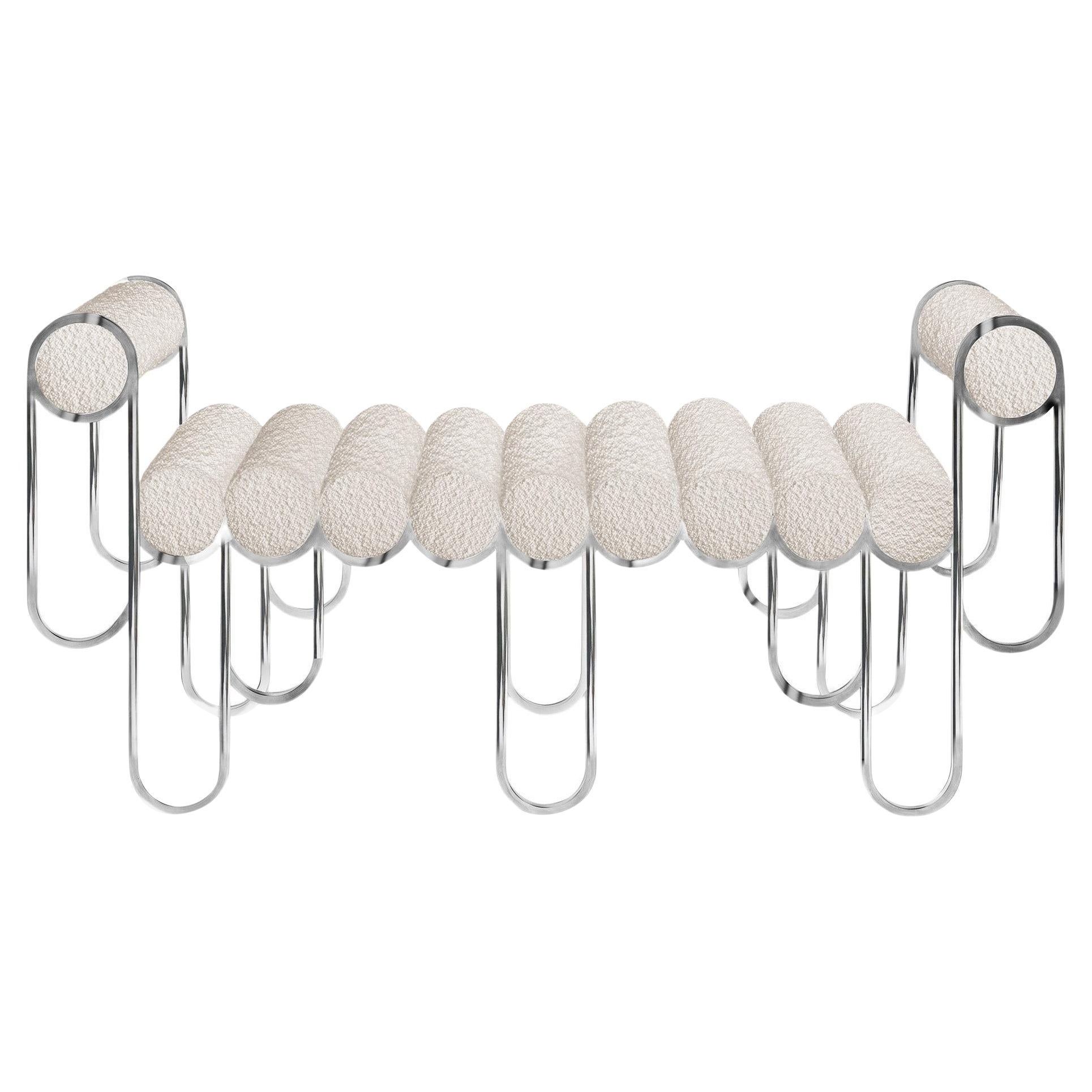 Apollo Loveseat, Sofá, Sofá cama, Moderno, Escultural  Marco cromado y boucle crema