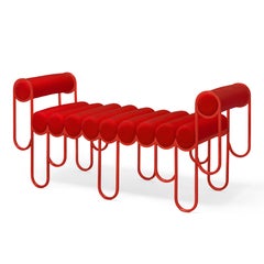 Apollo Loveseat, Sofa, Daybed, Modern, sculptural,  Red Frame Red Wool in stock