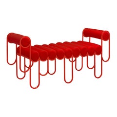 Apollo Loveseat, Sofa, Red Metal Frame and Red Wool by Lara Bohinc, in stock