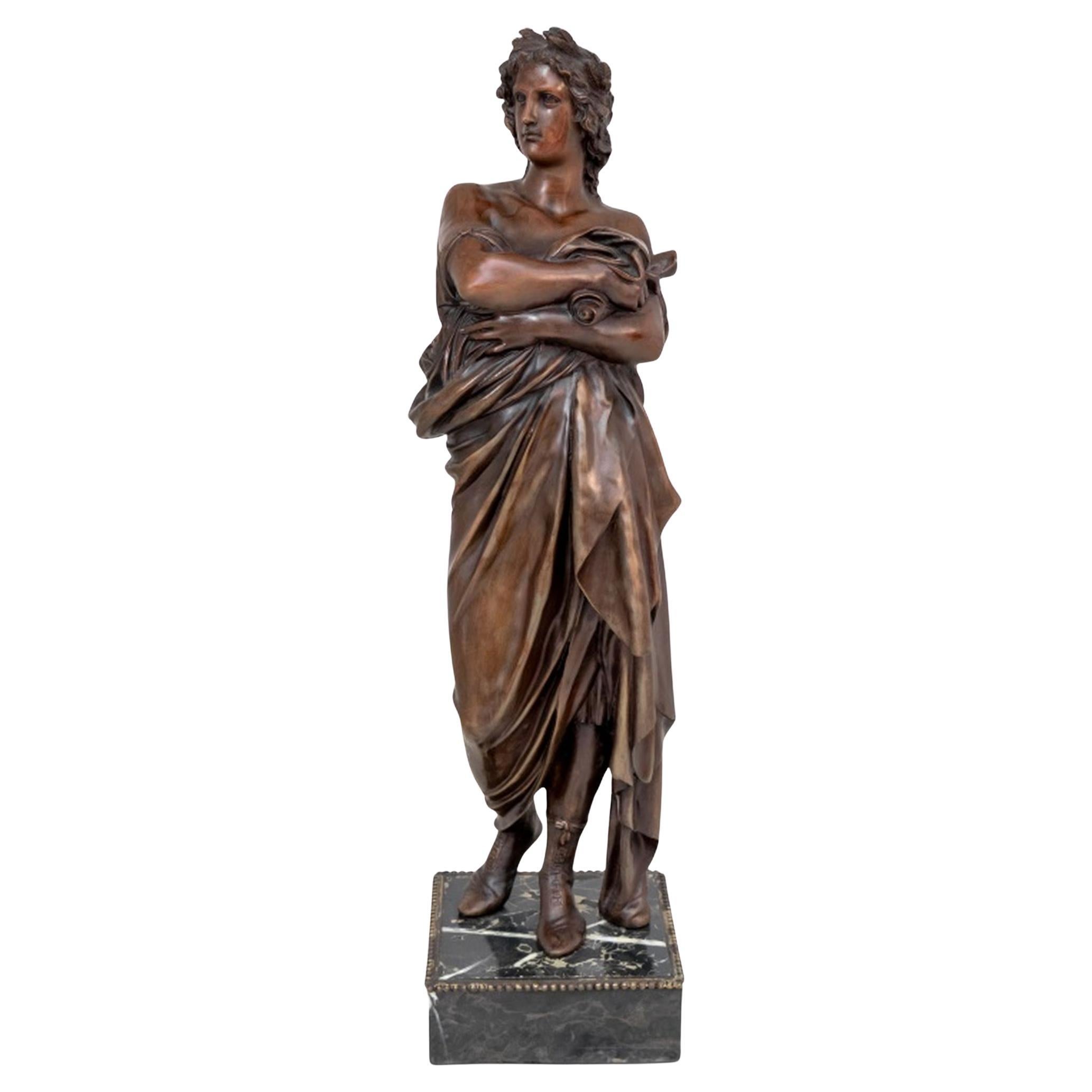 Sculpture en bronze patiné Apollo en vente