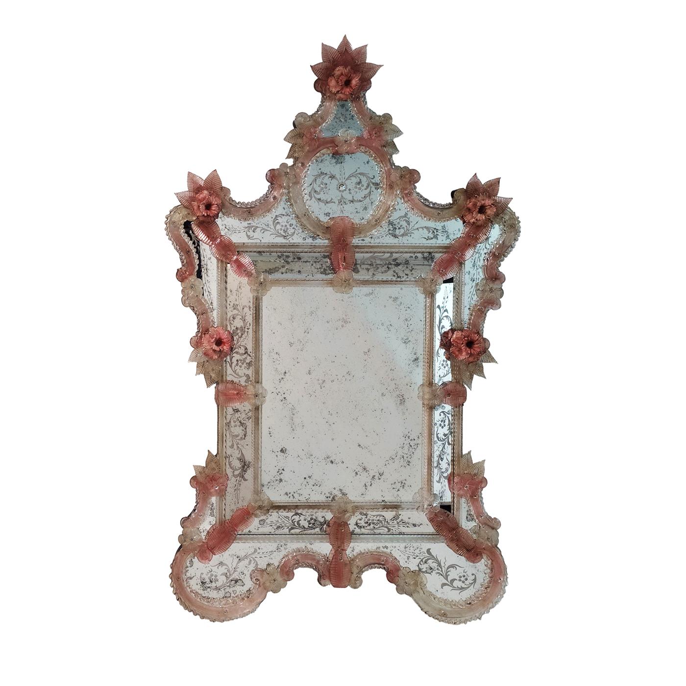 Apollo Pink Murano Glass Mirror by Fratelli Tosi For Sale 2