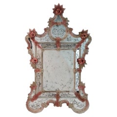 Apollo Pink Murano Glass Mirror by Fratelli Tosi