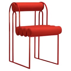 Chaise de salle à manger en laine rouge Apollo par Bohinc Studio
