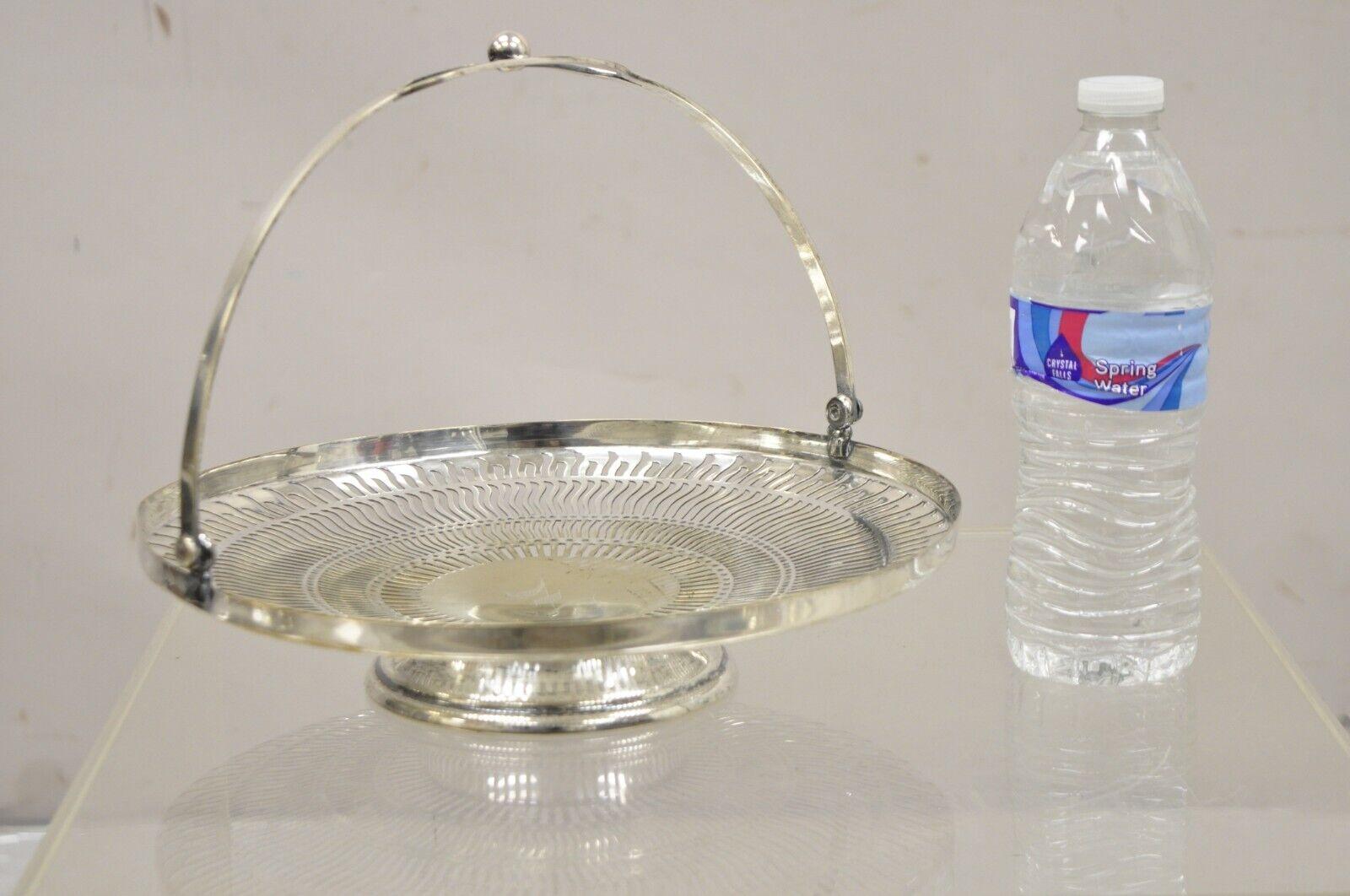Vintage Apollo Sheffield USA Silver Plated Nickel Silver Reticulated Basket w Handle. Item features the letter 