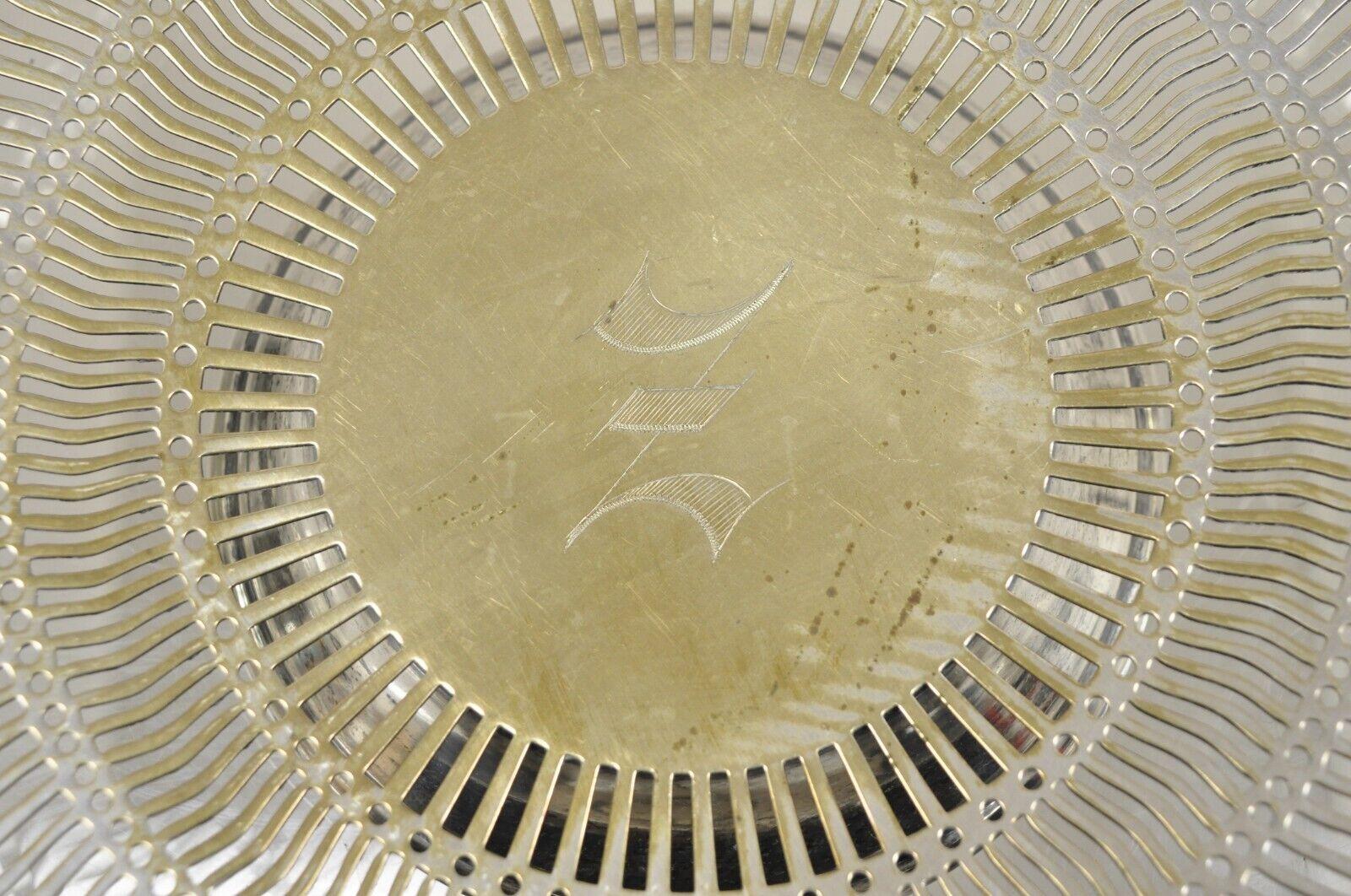 Apollo Sheffield USA Versilberter Nickel Silber netzförmiger Korb mit Henkel im Zustand „Gut“ im Angebot in Philadelphia, PA