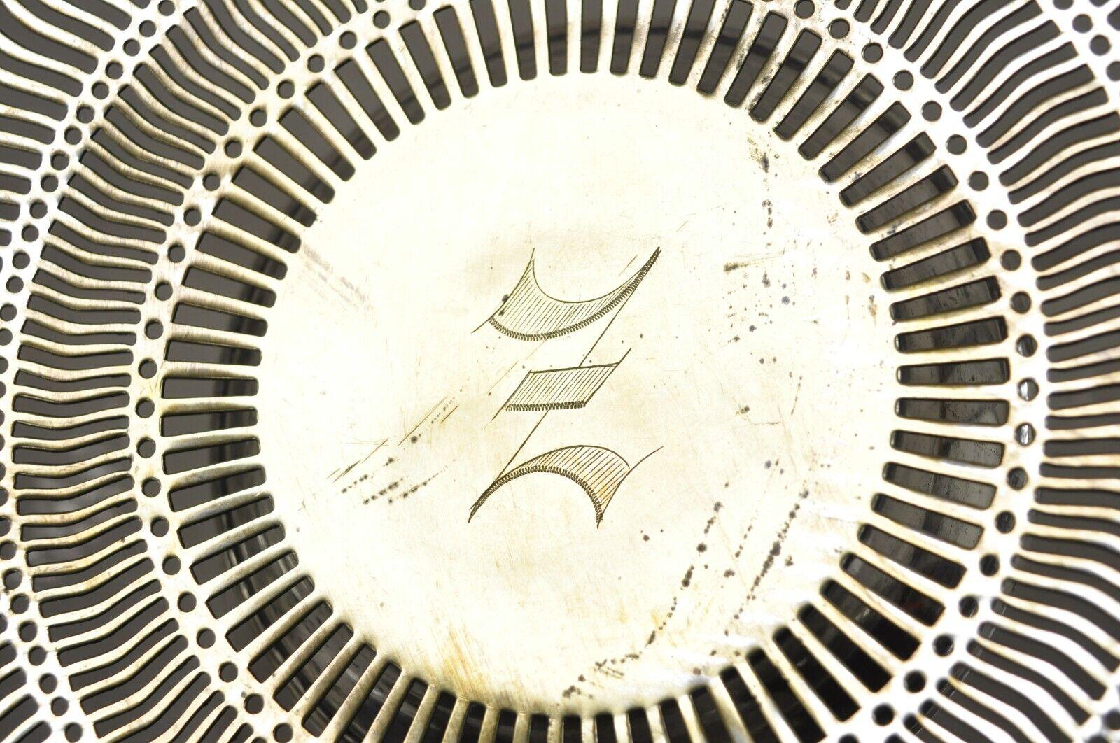 Apollo Sheffield USA Versilberter Nickel Silber netzförmiger Korb mit Henkel (20. Jahrhundert) im Angebot
