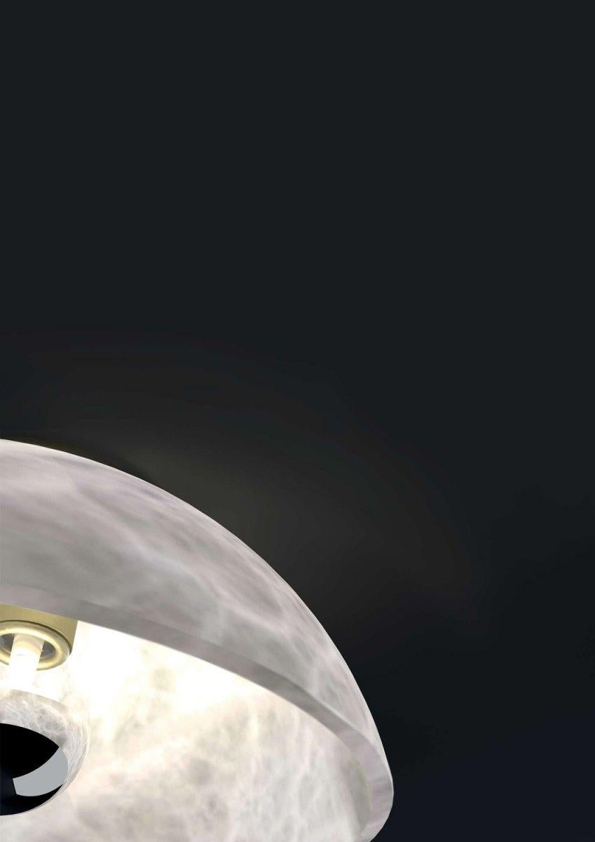 Moderno Lampada da soffitto Apollo in metallo nero lucido di Alabastro Italiano in vendita