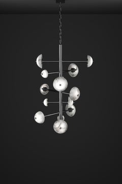 Apollo Shiny Black Metal Chandelier by Alabastro Italiano