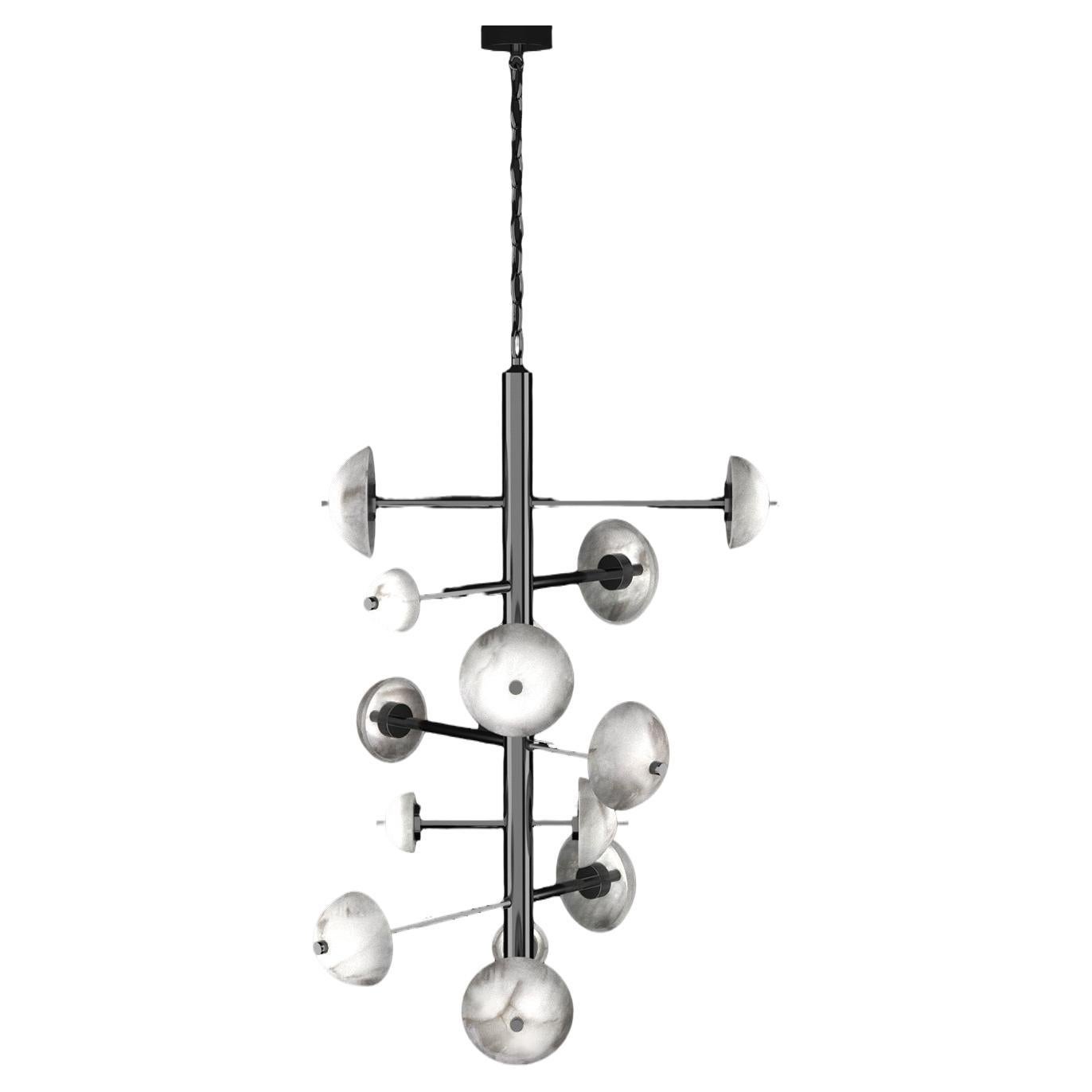 Apollo Shiny Black Metal Chandelier by Alabastro Italiano For Sale