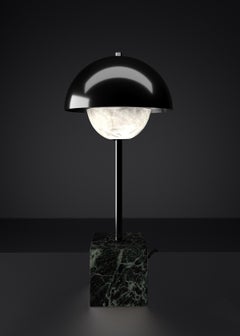 Apollo Shiny Black Metal Table Lamp by Alabastro Italiano