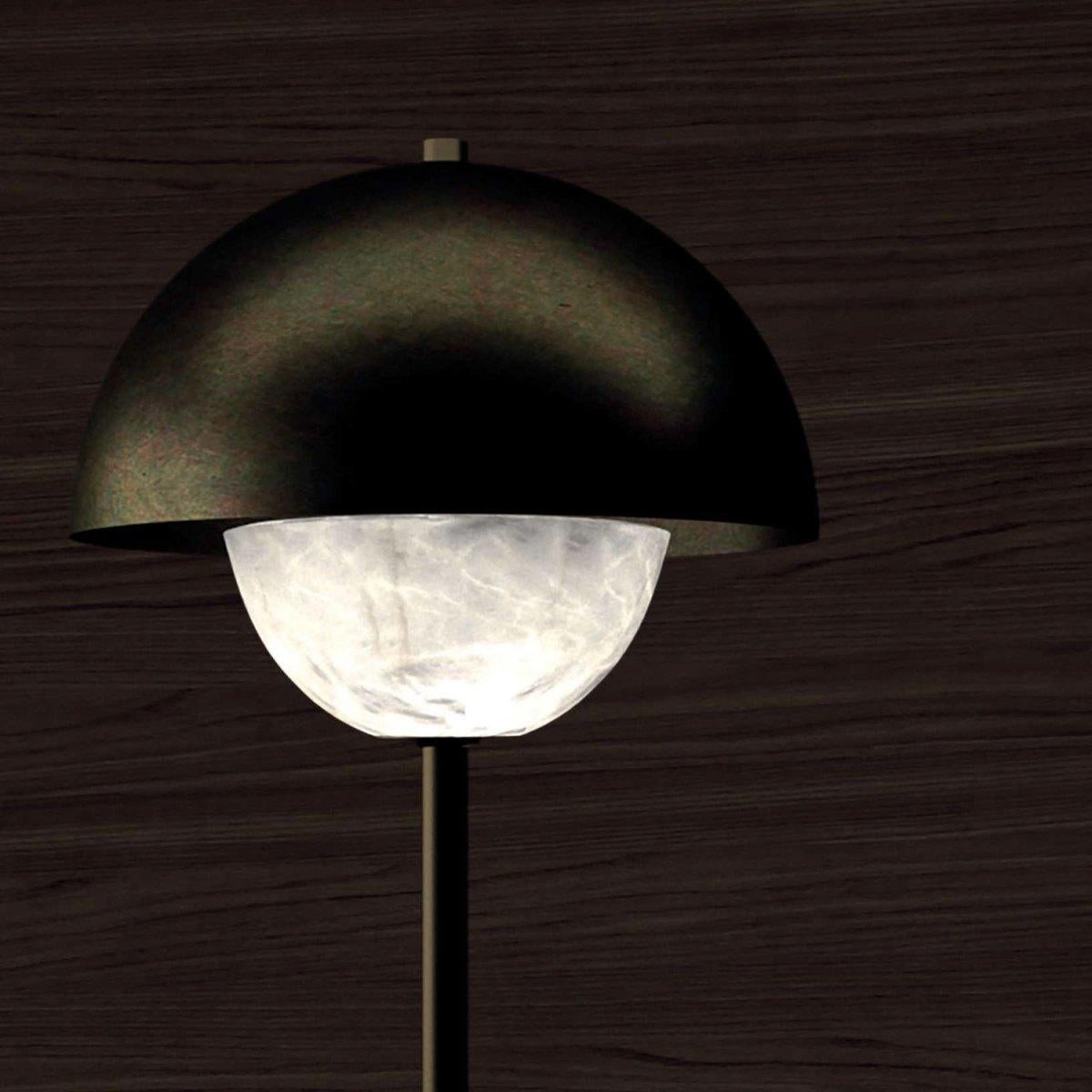Modern Apollo Shiny Black Metal Table Lamp by Alabastro Italiano For Sale
