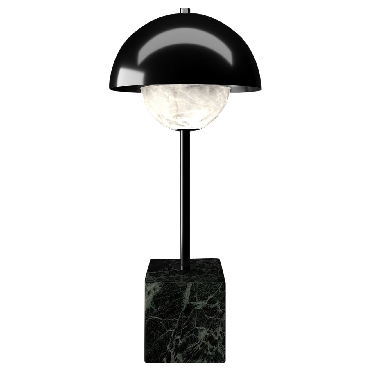 Lámpara de mesa Apollo de metal negro brillante by Alabastro Italiano