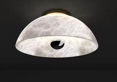 Lampada da soffitto Apollo in metallo oro lucido di Alabastro Italiano