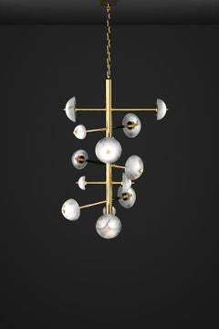 Apollo Shiny Gold Metal Chandelier by Alabastro Italiano