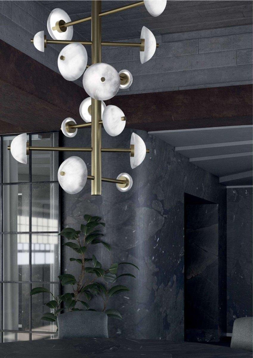 Modern Apollo Shiny Gold Metal Chandelier by Alabastro Italiano For Sale