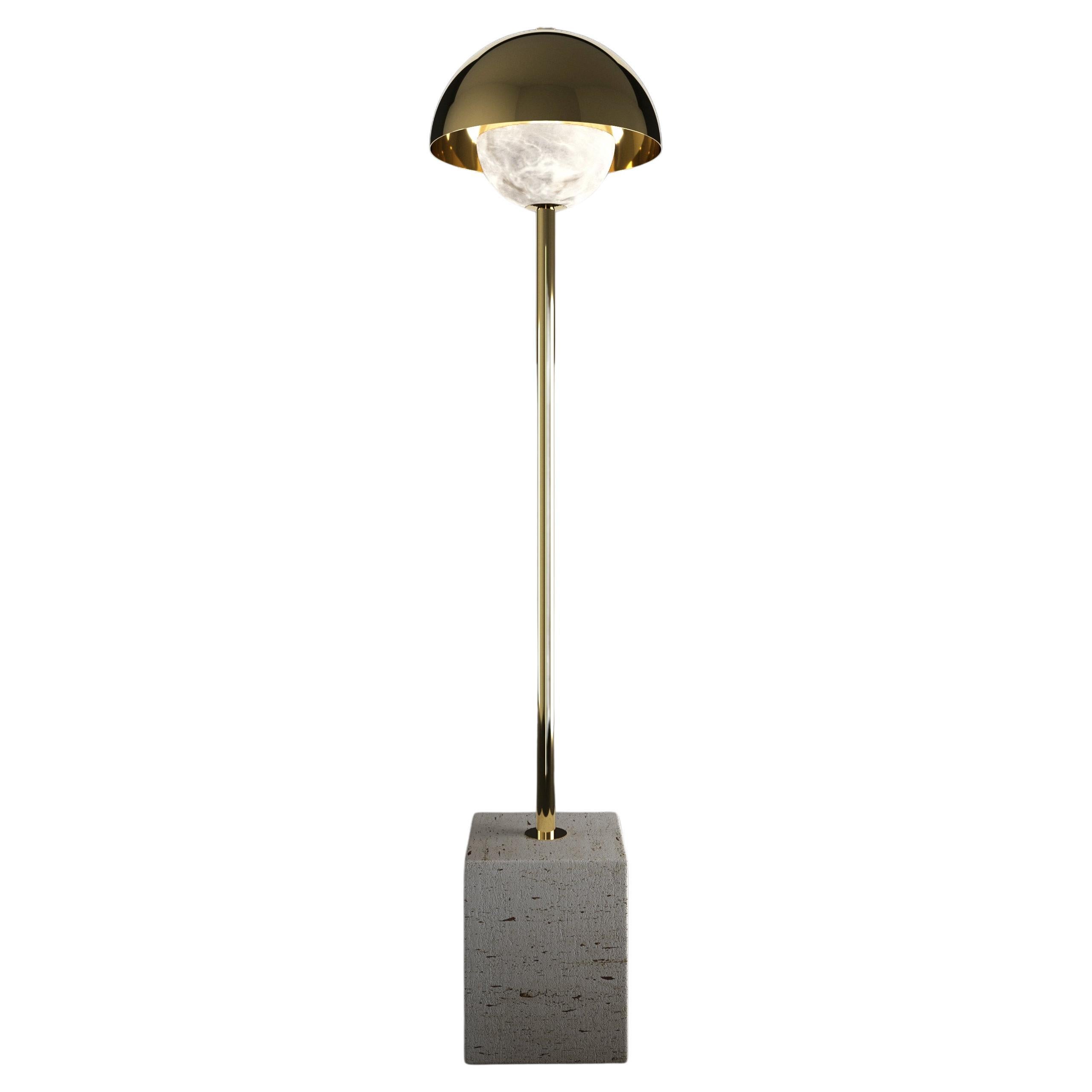 Apollo Shiny Gold Metal Floor Lamp by Alabastro Italiano For Sale