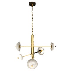 Apollo Shiny Gold Metal Pendant Lamp by Alabastro Italiano