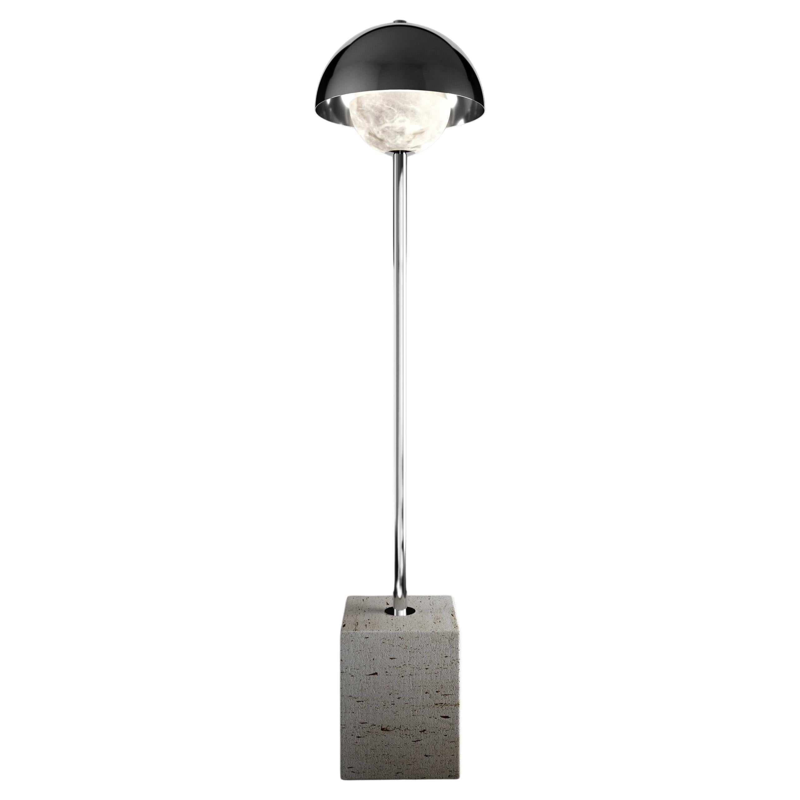 Apollo Shiny Silver Metal Floor Lamp by Alabastro Italiano