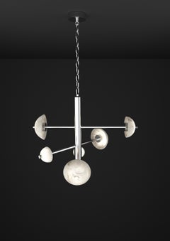 Apollo Shiny Silver Metal Pendant Lamp by Alabastro Italiano