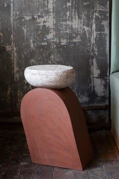 Apollo Side Table - handmade, ceramic, Irregular Shape, white, red clay