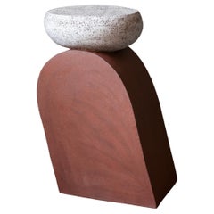 Apollo Side Table - handmade, ceramic, Irregular Shape, white, red clay