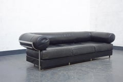 "Apollo" Sofa by Jacques Charpentier, Leather and Stainless Steel, 1970s