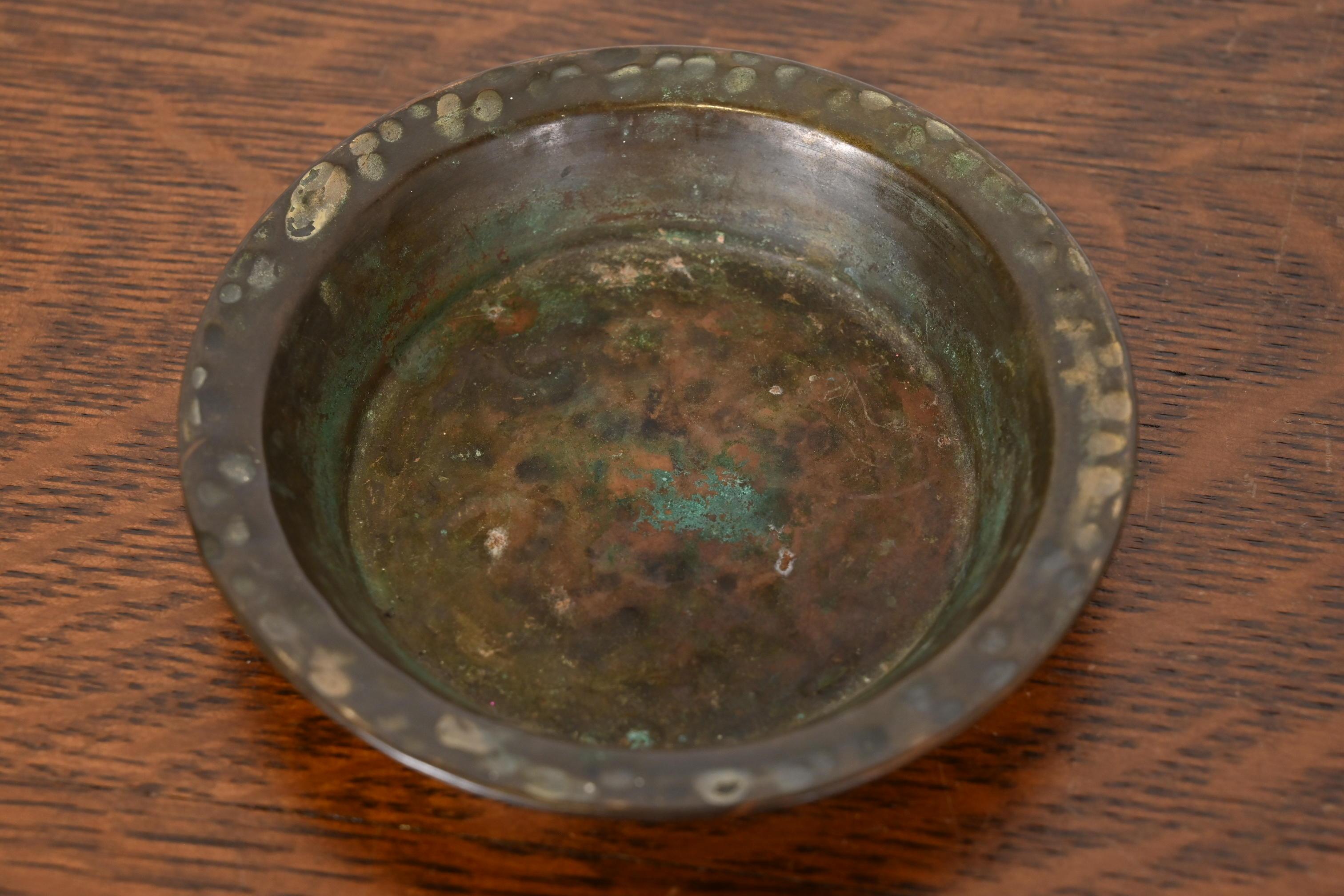 Apollo Studios Arts & Crafts Hammered Copper Ashtrays or Catchalls, Pair For Sale 1