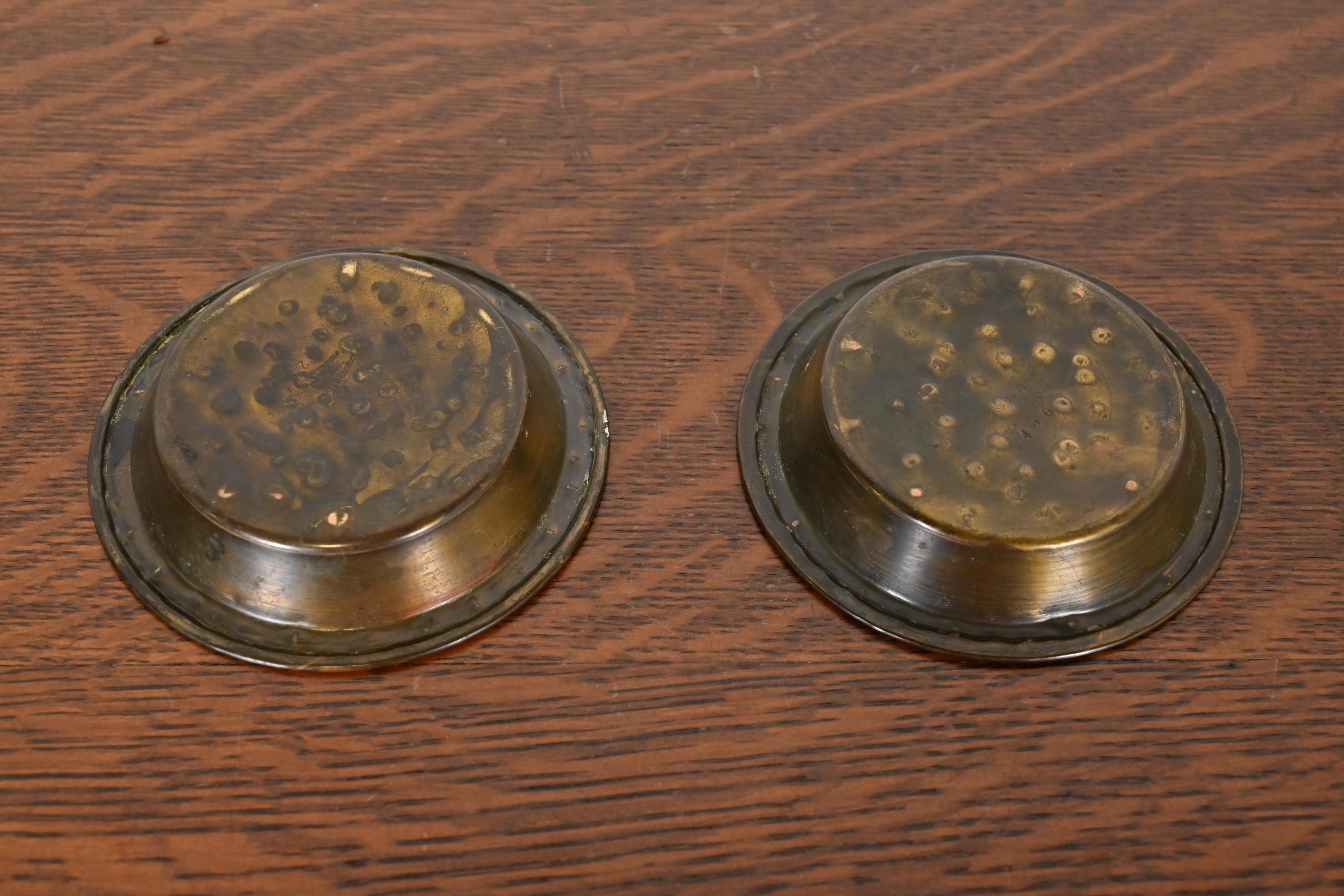 Apollo Studios Arts & Crafts Hammered Copper Ashtrays or Catchalls, Pair For Sale 3