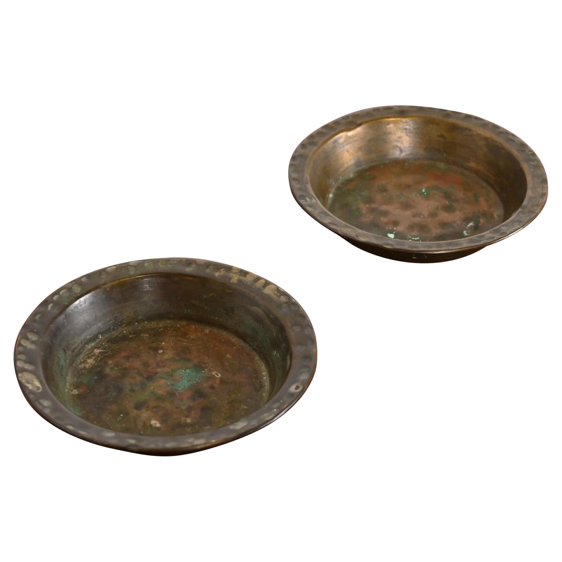 Apollo Studios Arts & Crafts Hammered Copper Ashtrays or Catchalls, Pair For Sale