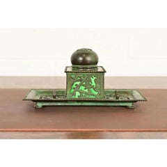 Apollo Studios New York Arts & Crafts Grapevine Bronze Inkwell With Pen Holder
