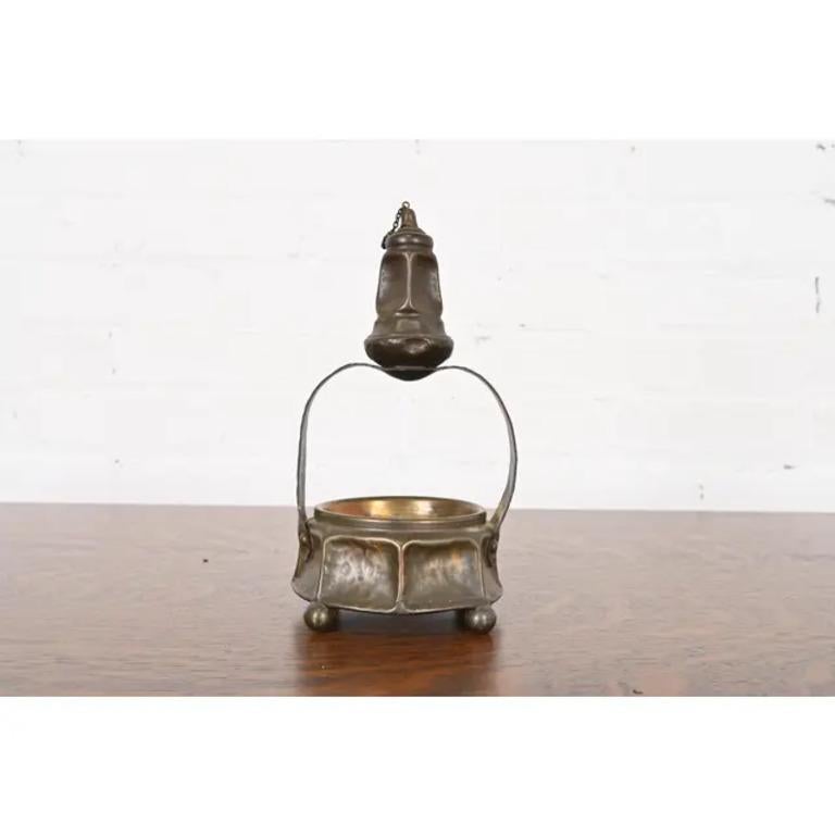 Arts and Crafts Apollo Studios New York Arts & Crafts Hammered Copper Table Lighter With Ashtray For Sale