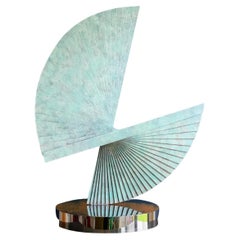 Contemporary tabletop sculpture in bronze based on form of Fibonacci Sequence
