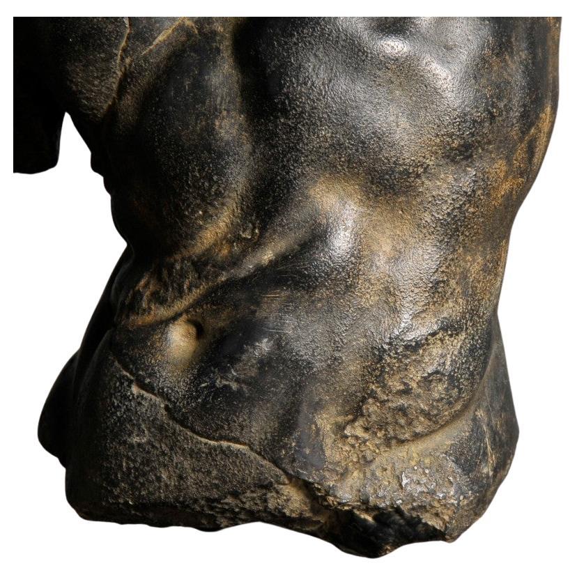 Apollo is the male emblem of strength and beauty. From the 5th century BC, the Romans raised temples to his glory, where they revered him for his healing powers. 
This miniature reproduction of a torso perfectly embodies Zeus and Leto's son.
Sourced