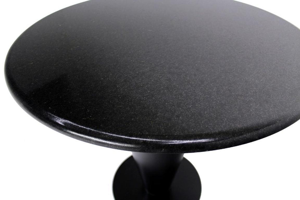 American Apollo Woodworking Black Granite Top Heavy Metal Cone Base Cafe Gueridon Table  For Sale