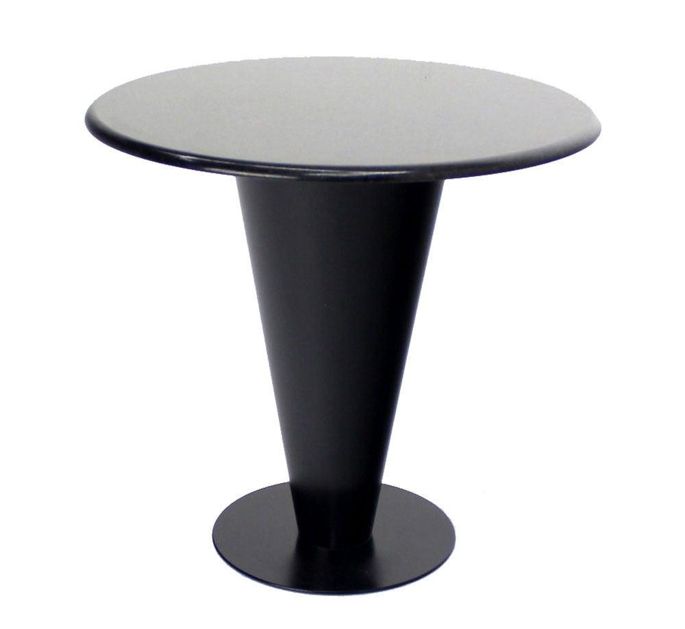 Painted Apollo Woodworking Black Granite Top Heavy Metal Cone Base Cafe Gueridon Table  For Sale