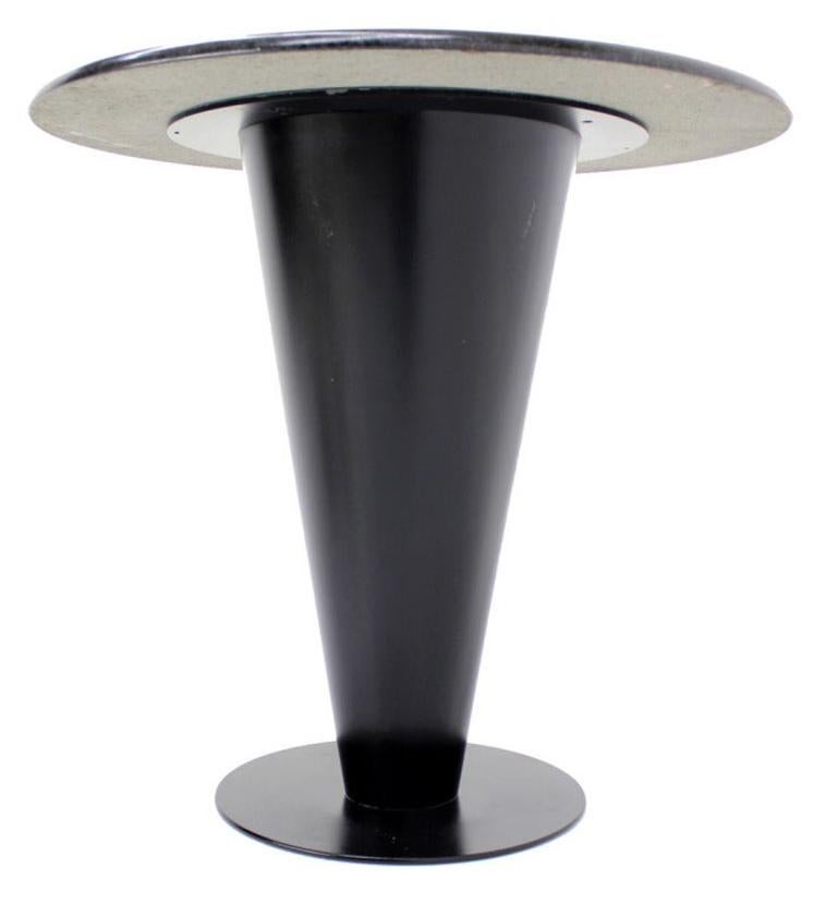20th Century Apollo Woodworking Black Granite Top Heavy Metal Cone Base Cafe Gueridon Table  For Sale