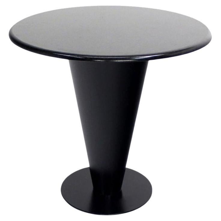 Apollo Woodworking Black Granite Top Heavy Metal Cone Base Cafe Gueridon Table  For Sale