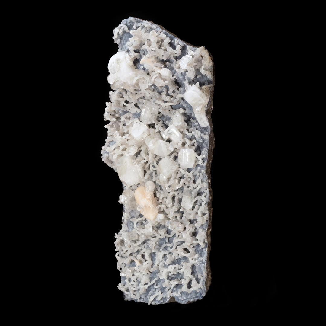 Indian Apophyllite and Stilbite on Chalcedony and Chalcedony Stalactites From India For Sale