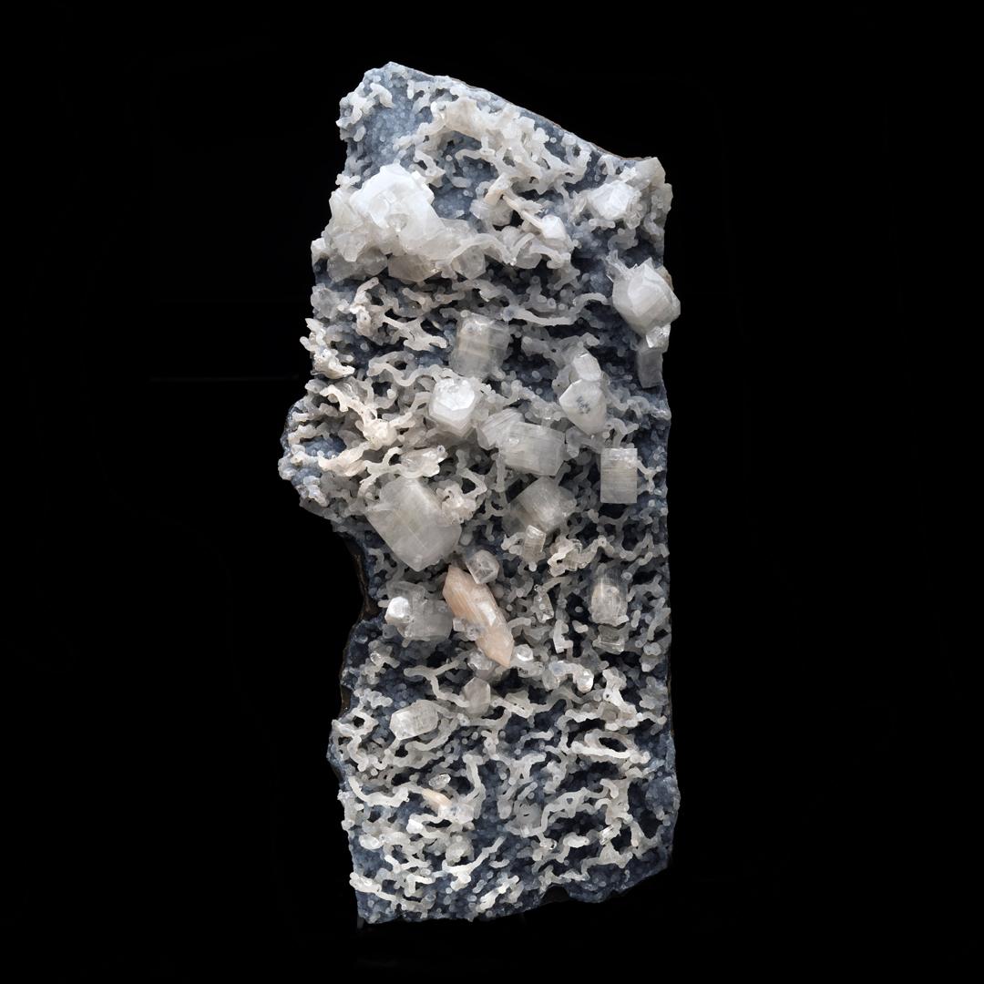 Apophyllite and Stilbite on Chalcedony and Chalcedony Stalactites From India For Sale 3
