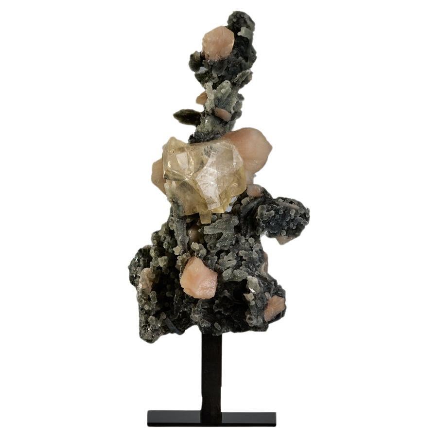 Apophyllite and Stilbite on Quartz