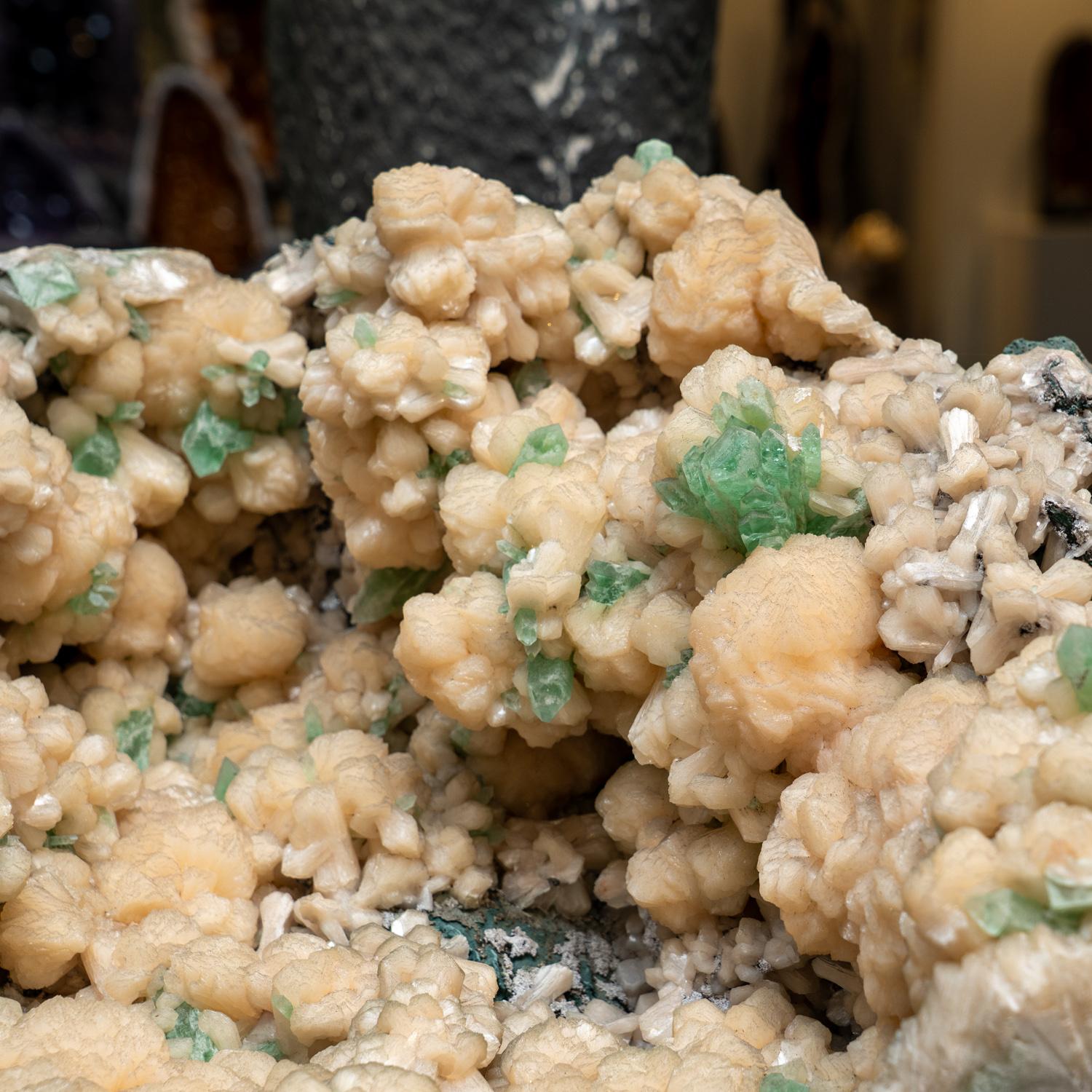 Contemporary Apophyllite Crystals on Stilbite from India For Sale