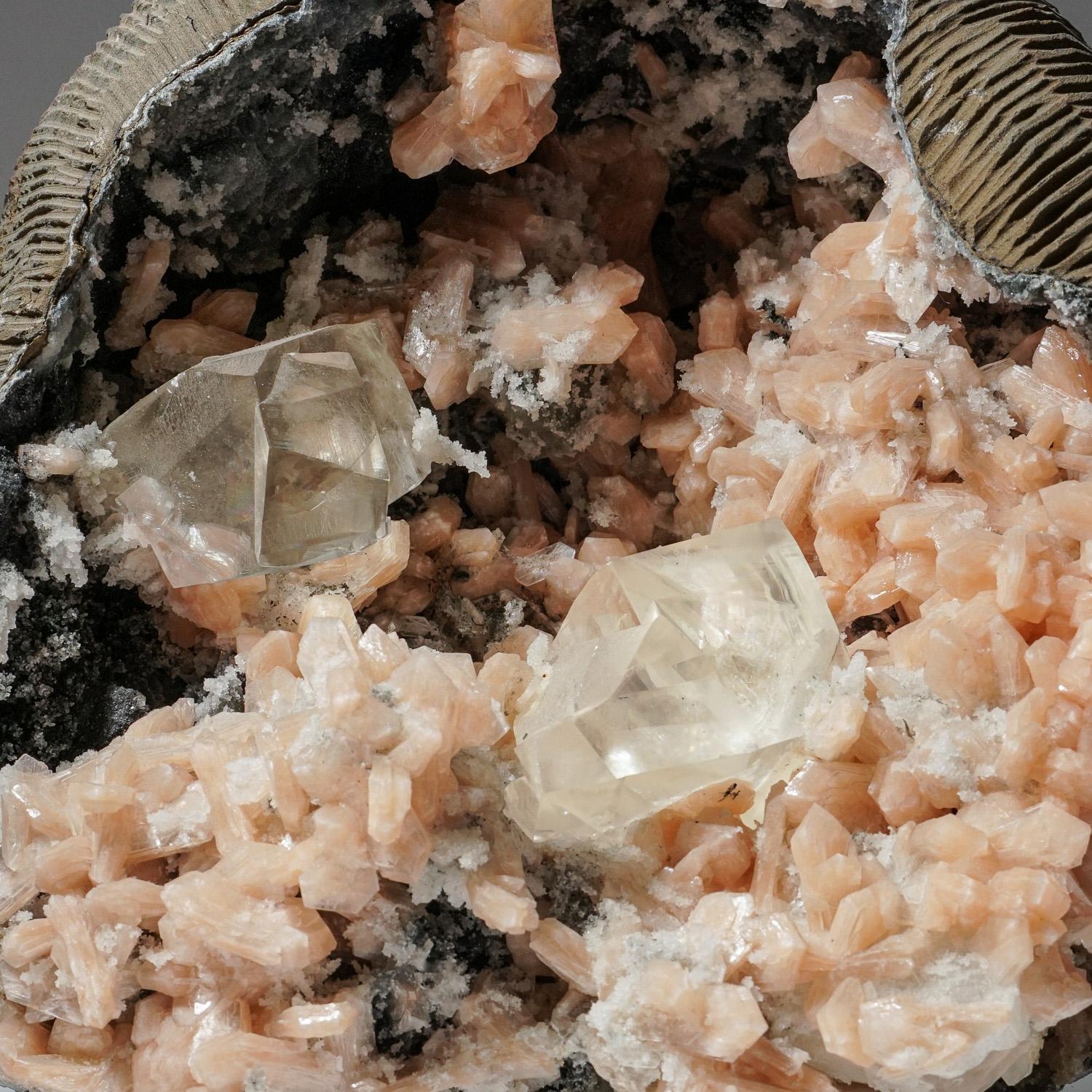Contemporary Apophyllite Geode with Stilbite and Golden Calcite From Nasik District, Maharash For Sale