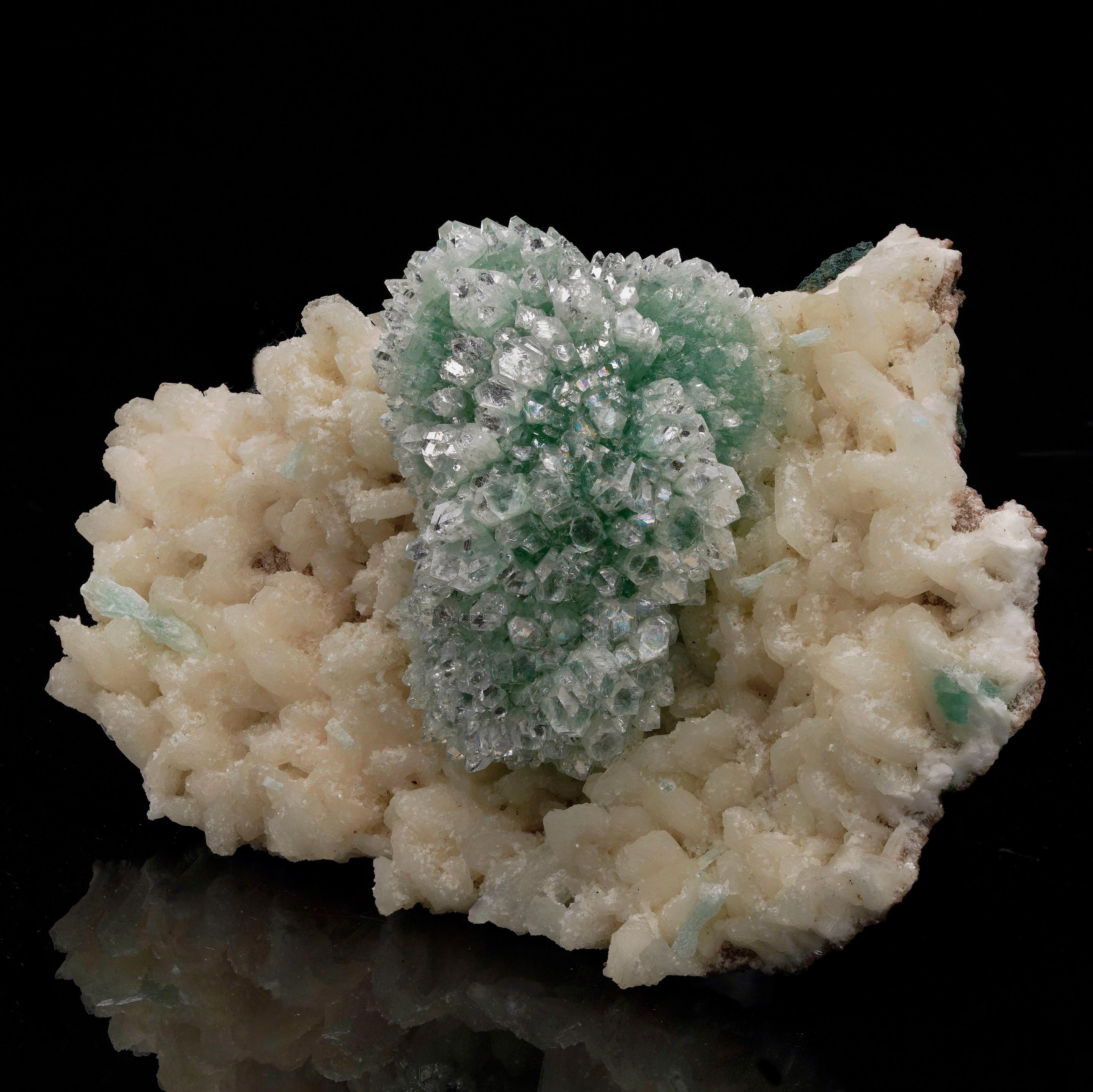Indian Apophyllite on Stilbite For Sale