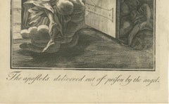 Apostles Released by Angel – Acts V Antique Engraving c.1735
