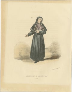 Apostoline - 1862 Hand-Colored Lithograph of an Apostoline Nun