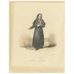 Apostoline - 1862 Hand-Colored Lithograph of an Apostoline Nun